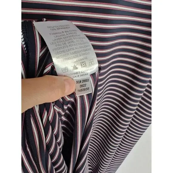 FootJoy Shirt Polo Striped Blue Red 2XL Short Sleeve Athletic Golf 28112 - Picture 6 of 7